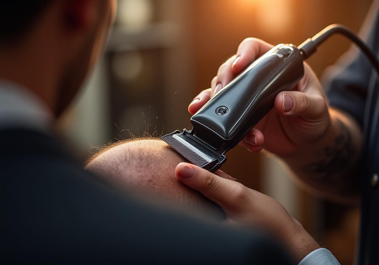 Détail de précision sur un dégradé de barbier